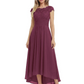 Elegant Evening Gown Trending 2026 Styles with Cap Sleeves High-Low Skirt