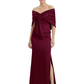 Formal Floor-Length Mother of the Bride Gown Satin Maxi Dress with Bow Neckline