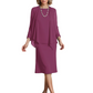 3 PCS Knee-Length Mother of Bride Dresses Prom Dress Evening Dress with Sheer Sleeves and Jacket