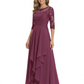 3/4 Sleeve Mother of the Bride Dress with Lace Embroidery High-Low Hem 2026