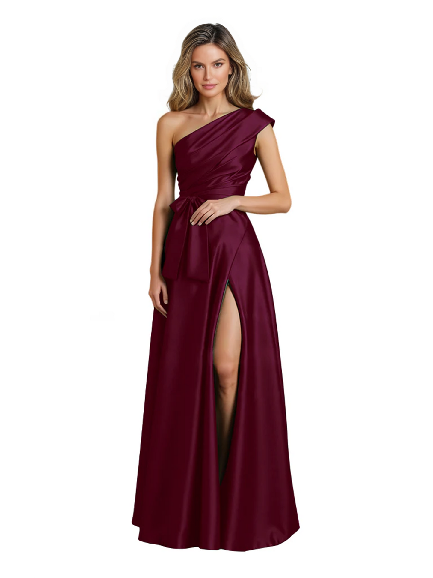 Wedding Mother of the Bride Dress One Shoulder and High Slit Formal Dresses