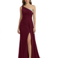 One Shoulder Mother of Bride Dress Ruffle Formal Gowns Mermaid Floor Length Train Slit