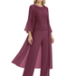 Elegant Pink 3-Piece Pant Set Trending 2026 Styles with Lace Wide-Leg Pants