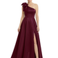 Luxury Bow Black Formal Dress One-Shoulder A-Line Gowns with Sexy Side Slit 2026