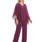 V-Neck Chiffon Mother of the Brides Dresses Plus Size Jacket Suits Wedding
