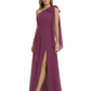 One-Shoulder Mother of the Bride Dress Chiffon Gown with Long Sash Detail