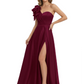 Elegant Mother of the Groom Dress A-Line Satin Formal Gown with High Slit Ruched Bodice