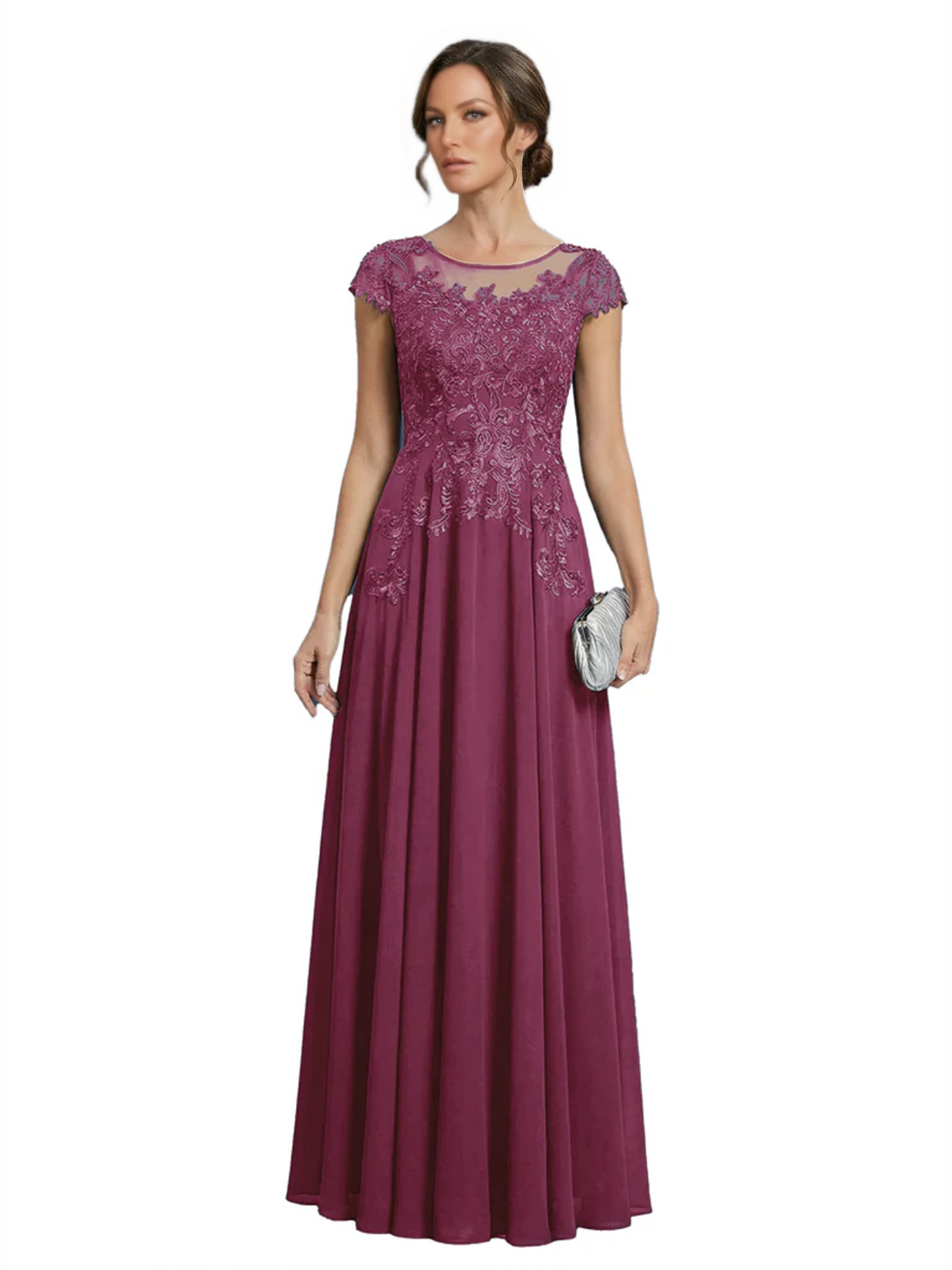 Chic Long A-Line Chiffon Mother of the Brides Dresses Sequin Mom Outfits For Wedding