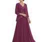 Plus Size A-line Chiffon 3/4 Sleeves Mother of the Brides Dresses Long Jacket Dress