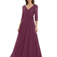 Chiffon Mother of the Bride Dress with Sequin V-Neck and Elegant Bow Sash