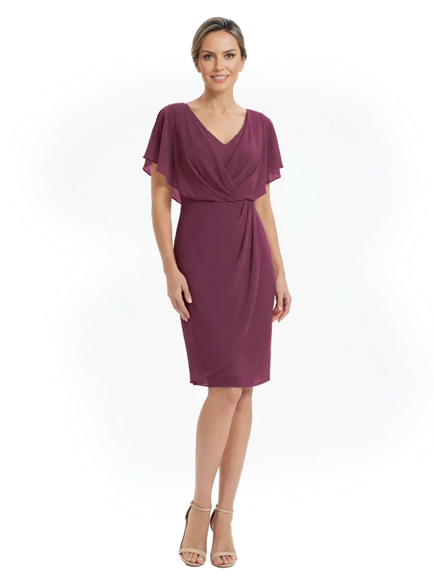 Chic Knee-Length Mother of Bride Formal Dress Slimming Chiffon Styles for Wedding Guest