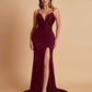 Sexy Soft Satin V-neck Spaghetti Strap Side-Slit Mermaid Bridesmaid Dresses