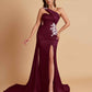 Elegant Soft Satin Sweetheart One Shoulder Side-Slit Mermaid Bridesmaid Dresses
