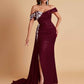 Elegant Soft Satin Mermaid Off Shoulder Floor-Length Mermaid Bridesmaid Dresses