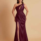 Sexy One Shoulder Soft Satin Side Slit Floor-Length Mermaid Bridesmaid Dresses