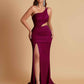 Gorgeous One Shoulder Soft Satin Side Slit Floor-Length Mermaid Bridesmaid Dresses