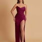 Sexy Soft Satin Mermaid V-neck Side Slit Floor-Length Bridesmaid Dresses Online