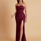 Sexy Strapless Soft Satin Side Slit Floor-Length Mermaid Bridesmaid Dresses