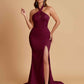 Elegant Soft Satin Mermaid Halter Side Slit Floor-Length Bridesmaid Dresses Online