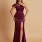 Elegant Soft Satin Sweetheart One Shoulder Side-Slit Mermaid Bridesmaid Dresses