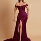 Sexy Soft Satin Sweetheart Off-the-shoulder Strapless Side-Slit Mermaid Bridesmaid Dresses