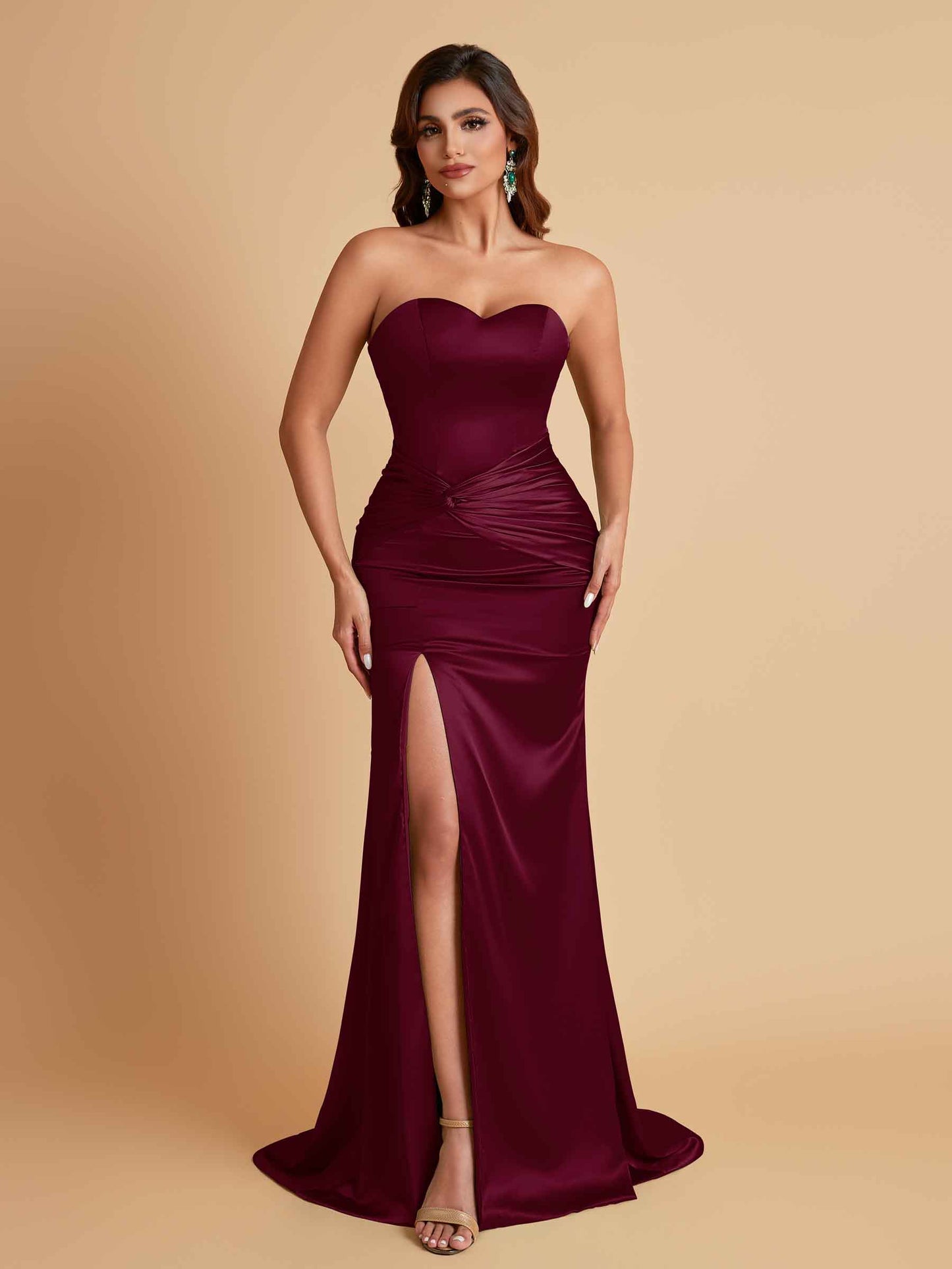 Sexy Soft Satin Mermaid Sweetheart Floor-Length Mermaid Bridesmaid Dresses