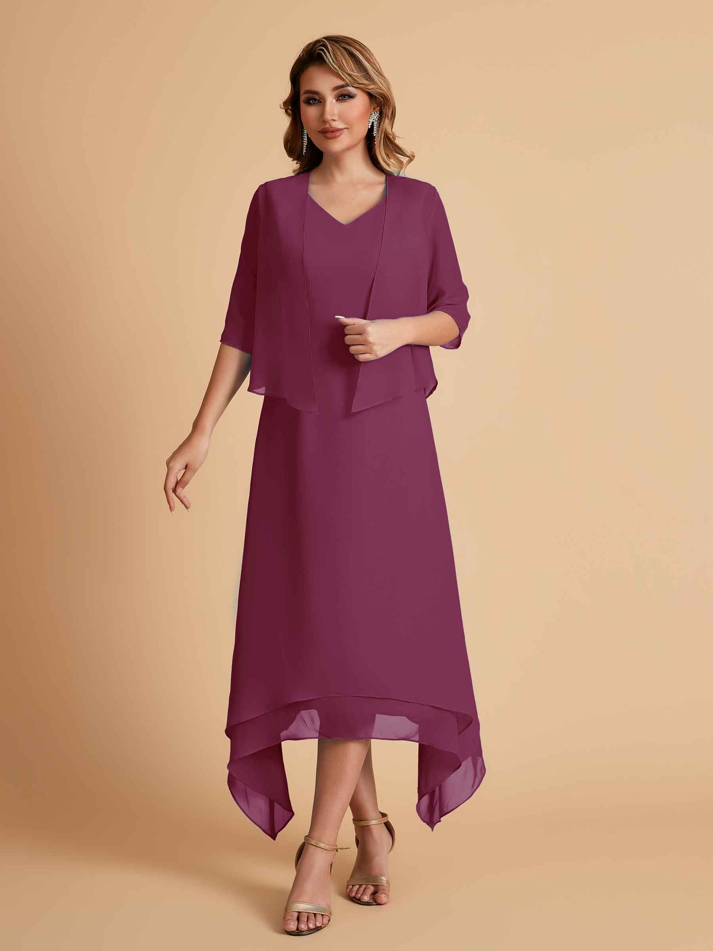 Elegant A-line Chiffon Short Sleeves Mother of the Brides Dresses Online