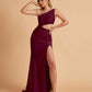 Sexy One-Shoulder Waist Cutout With High Split Floor-Length Bridesmaid Dresses