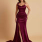 Elegant Soft Satin Mermaid Bowknot Floor-Length Mermaid Bridesmaid Dresses
