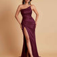 Gorgeous Strapless Soft Satin Side Slit Floor-Length Mermaid Bridesmaid Dresses
