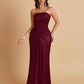 Sexy Soft Satin Mermaid Strapless Floor-Length Mermaid Bridesmaid Dresses