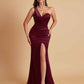 Gorgeous One Shoulder Soft Satin Side Slit Floor-Length Mermaid Bridesmaid Dresses