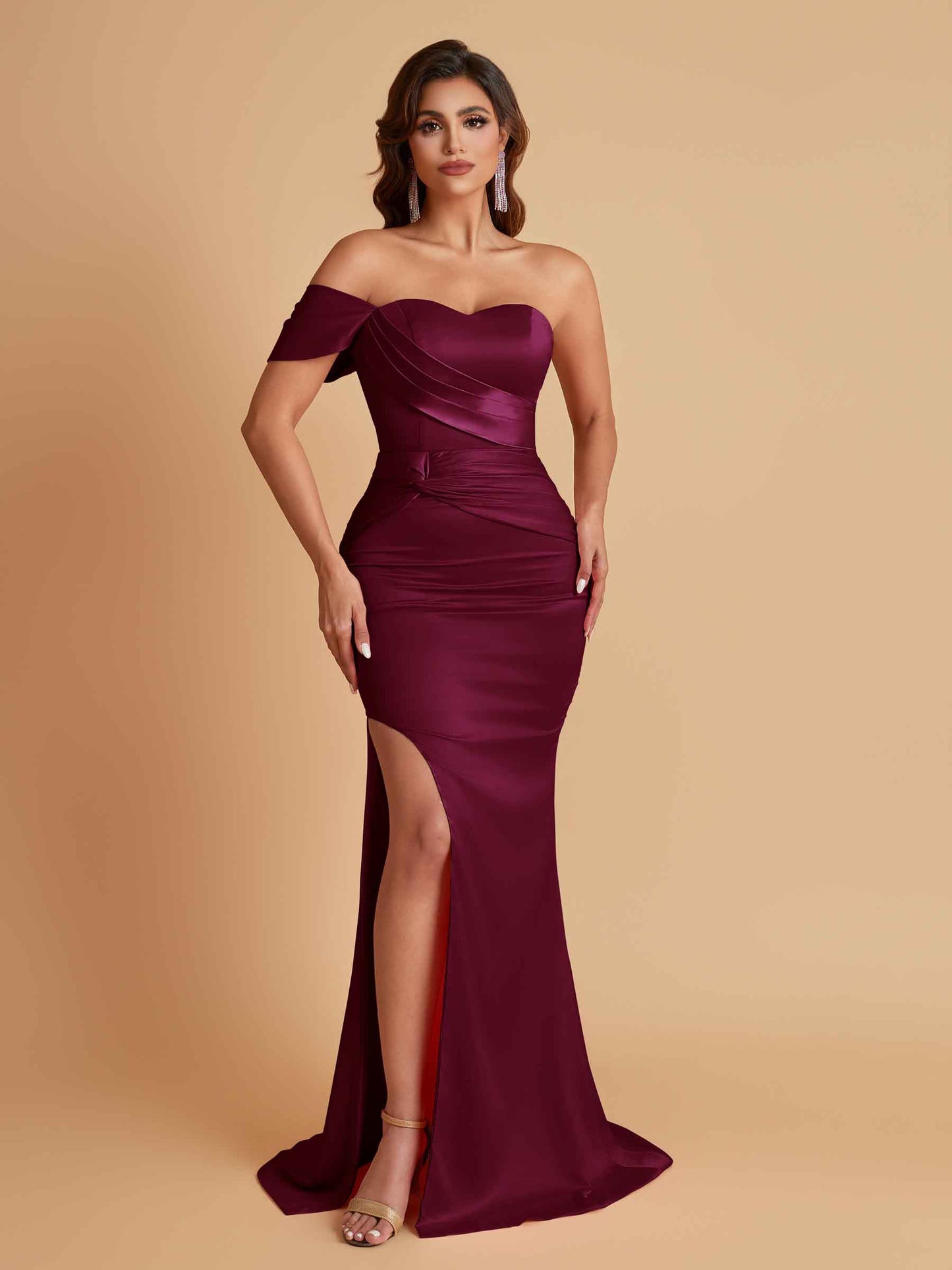 Sexy Soft Satin Mermaid One Shoulder Floor-Length Mermaid Bridesmaid Dresses