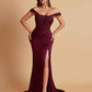 Sexy Soft Satin V-neck Off-the-shoulder Strapless Side-Slit Mermaid Bridesmaid Dresses