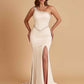 Sexy Soft Satin Mermaid One Shoulder Side Slit Beading Floor-Length Bridesmaid Dresses Online