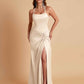 Gorgeous Square Criss Cross Soft Satin Side Slit Floor-Length Mermaid Bridesmaid Dresses