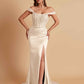 Sexy Soft Satin V-neck Off-the-shoulder Strapless Side-Slit Mermaid Bridesmaid Dresses