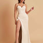 Simple Soft Satin Mermaid V-neck Floor-Length Mermaid Bridesmaid Dresses