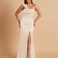 Elegant Soft Satin One Shoulder Strapless Side-Slit Mermaid Bridesmaid Dresses