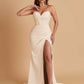 Elegant Soft Satin Mermaid V-neck Side Slit Floor-Length Bridesmaid Dresses Online