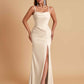 Gorgeous Spaghetti Straps Soft Satin Side Slit Floor-Length Mermaid Bridesmaid Dresses