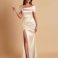 Elegant Soft Satin Off-the-shoulder Side-Slit Mermaid Bridesmaid Dresses