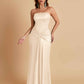 Sexy Soft Satin Mermaid Strapless Floor-Length Mermaid Bridesmaid Dresses