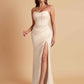 Sexy Strapless Soft Satin Side Slit Floor-Length Mermaid Bridesmaid Dresses
