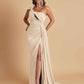 Gorgeous One Shoulder Bow Knot Soft Satin Side Slit Floor-Length Mermaid Bridesmaid Dresses