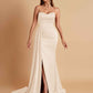 Elegant Soft Satin Sweetheart Strapless Side-Slit Mermaid Bridesmaid Dresses