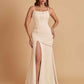 Sexy Soft Satin Mermaid Spaghetti Straps Side Slit Floor-Length Bridesmaid Dresses