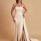 Simple Soft Satin Mermaid Strapless Floor-Length Mermaid Bridesmaid Dresses