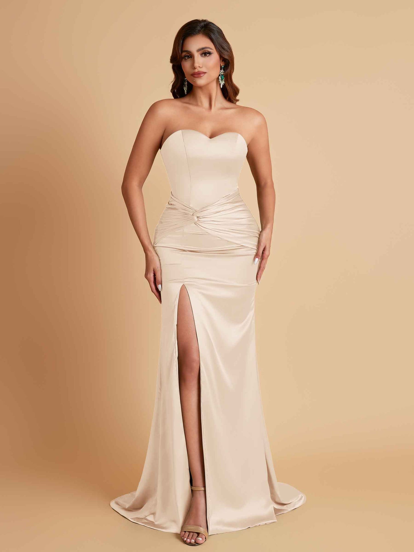 Sexy Soft Satin Mermaid Sweetheart Floor-Length Mermaid Bridesmaid Dresses