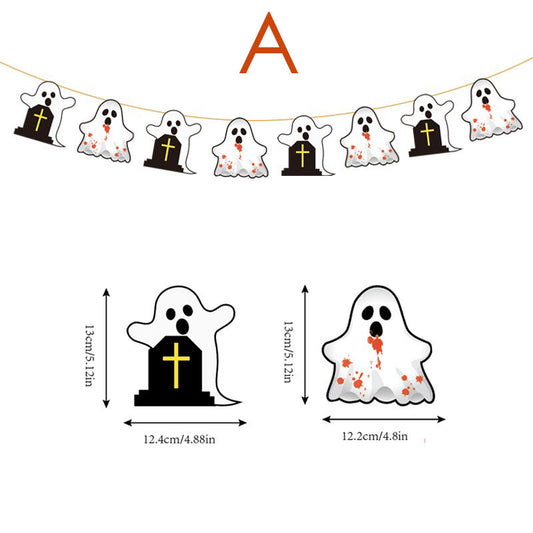 Halloween Garden Decoration Banner, Haunted House Party Decoration Supplies, Hanging Garlands